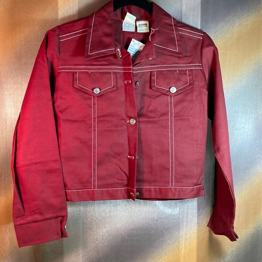 Vintage‎ boy dark red NEW Montgomery ward jacket . 70’s adorable. Size 14. 120